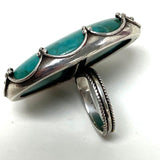 Sterling Silver Large Oval Cut Turquoise Ring Size 6.5, 22.94g