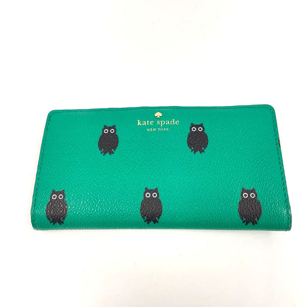 Kate Spade Hawthorne Lane Owls Pattern Green Bifold Wallet
