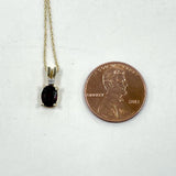 10K Yellow Gold Garnet and Diamond Accent Pendant Necklace 18" 1.32g