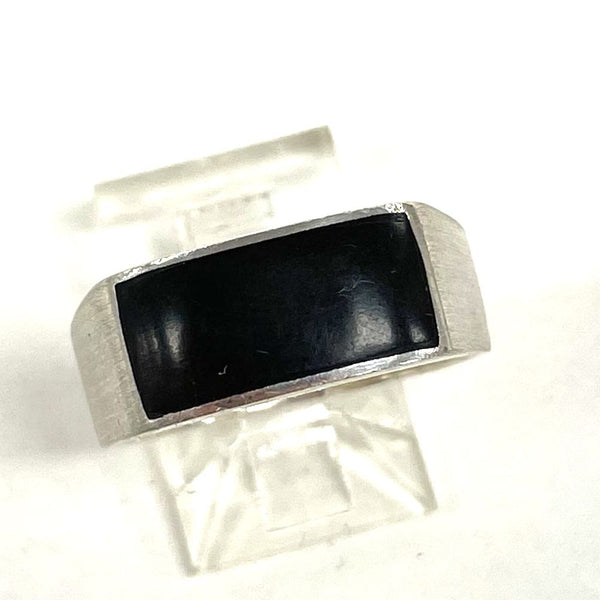 Sterling Silver Onyx Inlay Ring Size 8.25, 5.19g