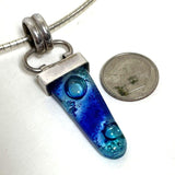 17" Sterling Silver Blue Art Glass Pendant Necklace, 21.05g