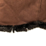 Wmns Y2k GALLERY Dark Brown Faux Sheepskin Suede Fur Lined Long Coat Jacket Sz S