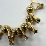 14K Yellow Gold 18" CZ Birthstone Ring Charm Necklace w Bead Spacers, 2.84g