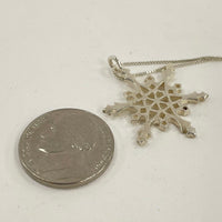 Sterling Silver 17.75" Openwork Snowflake Pendant Necklace, 3.8g