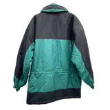 Mens 90s Vintage COLUMBIA Dark Green & Black Poly Fill Hooded Winter Jacket Sz L