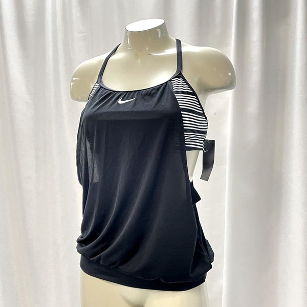 NWT Women's Nike Black Racerback Exposed Sports Bra Athletic Tank Top Size M