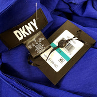 NWT Wmns DKNY Blue Puff Sleeve Knee Length Loose Fit Ruffle Bottom Dress Sz 16