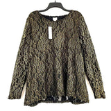 NWT Wmns CHICO'S Black & Gold Lace Long Sleeve Top Sz XL MSRP$69