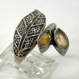 925 Sterling Silver Wrap Leaf Design Ring With Citrine 5.23 Grams SZ- 6 1/2