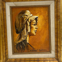 Female Profile Art Impasto Oil on Canvas by WI artist Ellen Sprogø-Topelmann