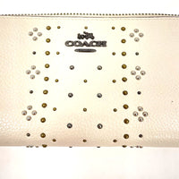 Coach 57232 Off White Bandana Rivets Accordion Zip Around Wallet