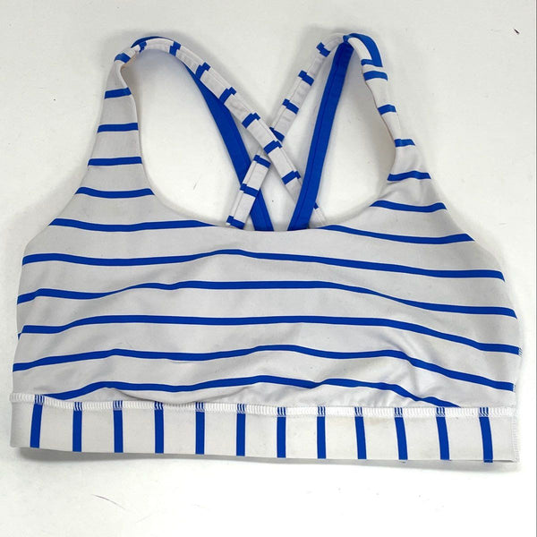Lululemon Blue & White Striped Cross Back Strap Sports Bra Women’s Sz 6