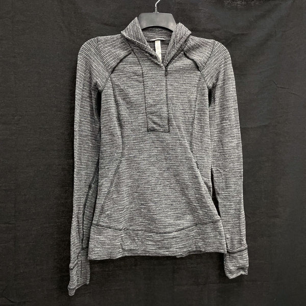 Wmns LULULEMON Gray Breathable Thin Stretch Partial Zip Athletic Sweatshirt Sz 6