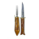 Hand Carved Indian Brass and Steel Knife and Fork Fish Sheathed Carving Set