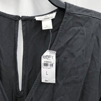NWT Wmns LOFT Lounge Gray 3/4 Sleeve Surplice Wide Leg Jumpsuit Sz L MSRP$84