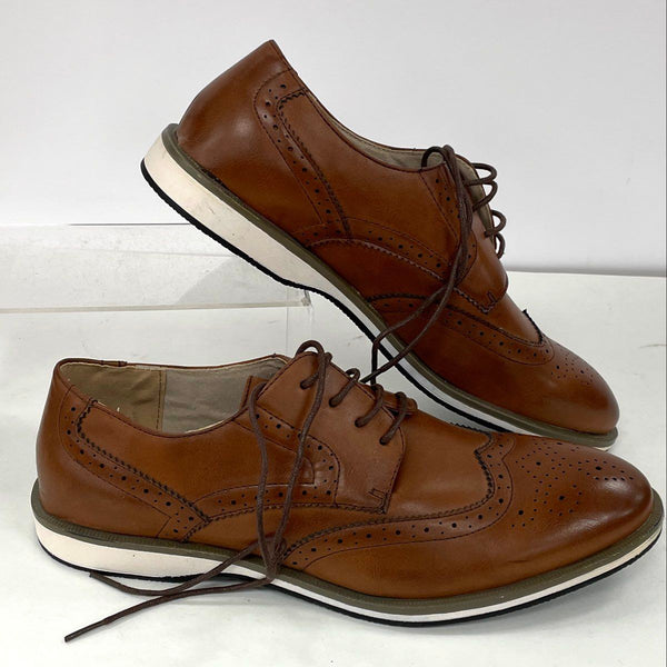 Franco Vanucci Brown Faux Leather Wing Tip / Oxford Dress Shoes Men’s Sz 11