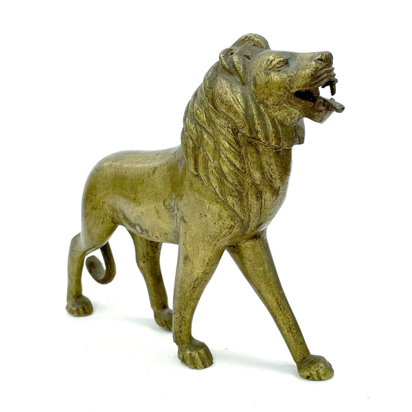 Vintage Brass Roaring Lion Figurine Sculpture 7" Tall