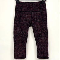 Lululemon Pink Black Patterned Cropped Leggings Women’s Sz 6