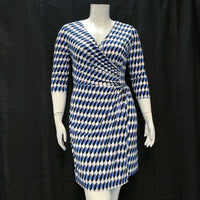 NWT Wmns LAUNDRY by SHELLI SEGAL Blue Geometric Pattern Dress Sz L MSRP$138