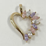 10K Yellow Gold Multi-Color Marquise Cut CZ Heart Pendant - 2.75g
