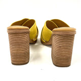 Marc Fisher LTD Barli Heeled Slip On Sandal Yellow Suede Women's Size 8.5