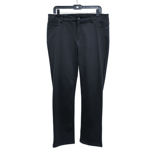 NWT Wmns DKNY JEANS Black Pinstripe Striped Thick Stretch Pants Sz L