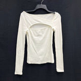 Wmns CITIZENS OF HUMANITY Off Whited Asymmetric Ribbed Keyhole Long Sleeve Top S