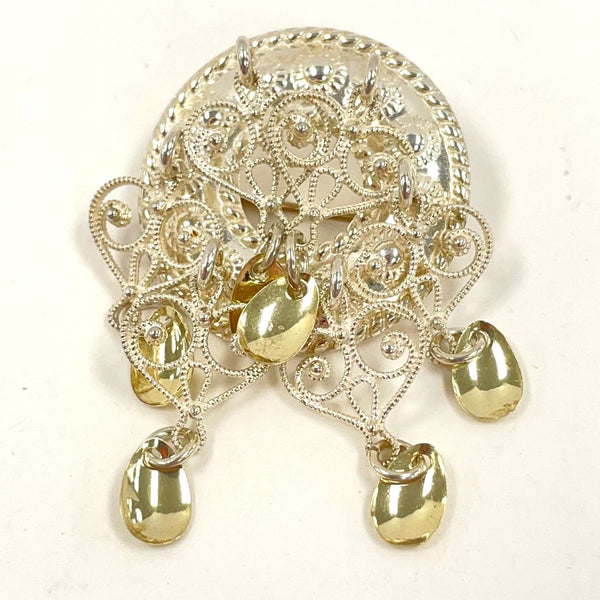 830 Silver & Gold-Fill 25mm Norwegian Solje Kjersti Pin Brooch, 5.12g