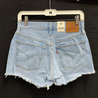 NWT Wmns LEVI'S 100% Cotton 501 Blue Denim Cut Off High Rise Jean Shorts Sz 26