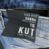 NWT Wmns KUT BY THE KLOTH Blue Denim Donna High Rise Skinny Ankle Jeans Sz 16