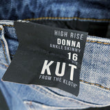 NWT Wmns KUT BY THE KLOTH Blue Denim Donna High Rise Skinny Ankle Jeans Sz 16