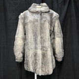 Wmns 80s Vintage BERMAN'S Gray Rabbit Genuine Fur Coat Jacket Sz M