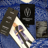 NWT Vertigo Paris Royal Blue White Patterned Cardigan Women’s Sz M