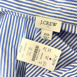 NWT J.Crew Women's Sz 20 Striped Blue White Short-Sleeve Collared Shirt Dress