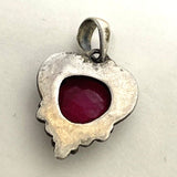 Sterling Silver Ruby Crystal Pendant with Bali Bead Detailing, 5.04g