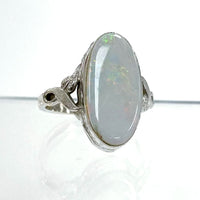 925 Sterling Silver Opal Doublet Ring With Leaf Detail SZ - 6