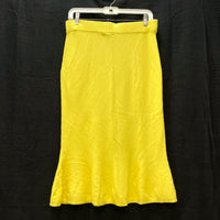 NWT Wmns 7th Avenue New York & Company Yellow Knit Flare Bottom Midi Skirt Sz M