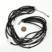 18-20" Silpada Night Sky Black & Clear Glass Bead 8-Strand Necklace w/ Sterling