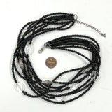 18-20" Silpada Night Sky Black & Clear Glass Bead 8-Strand Necklace w/ Sterling