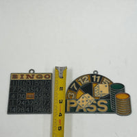 Pair of Gambling Themed Suncatcher Metal Hangings - Bingo, Casino