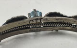 Ted Ott Signed Sterling Silver Southwestern Bangle with Blue CZ Stone - 10.94g