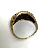 Vintage 10K Yellow Gold Onyx & Diamond Accent Ring, Issues, 6.06g