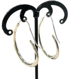 Sterling Silver 1 5/8" Elongated Oval Hoop Earrings 4.00g