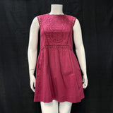 NWT Wmns Ann Taylor LOFT 100% Cotton Burgundy Short Summer Boho Dress Sz M