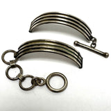 925 Sterling Silver F.J."Felix Joe"Toggle Clasp 3 Line Slanted Watch Tips 17.67g