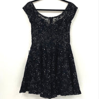 NWT B.Darlin Black Sequin Embroidered Short Fit & Flare Dress Women’s Sz 11/12