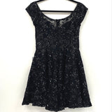 NWT B.Darlin Black Sequin Embroidered Short Fit & Flare Dress Women’s Sz 11/12