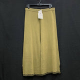NWT Wmns BELLA DAHL Linen Olive Green Knit Wide Leg Cropped Pants Sz L MSRP$194