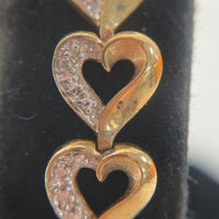 Gold Over 925 Sterling Silver Heart Station Bracelet 12.1 Grams 7 Inch Length