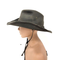 Mens STETSON Wool Blend Dark Brown Faux Leather Crushable Cowboy Hat Sz L